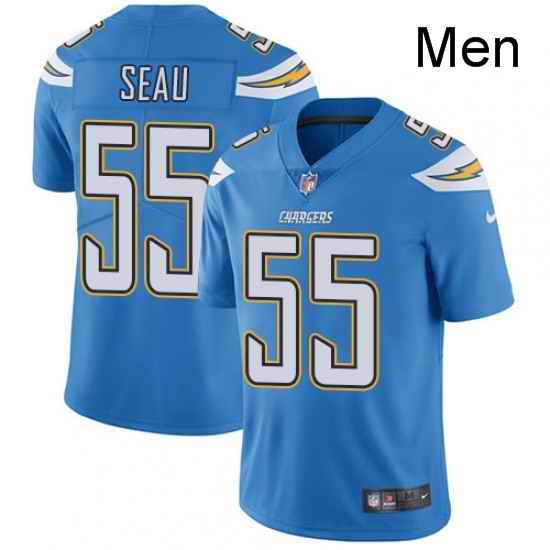 Men Nike Los Angeles Chargers 55 Junior Seau Electric Blue Alternate Vapor Untouchable Limited Player NFL Jersey